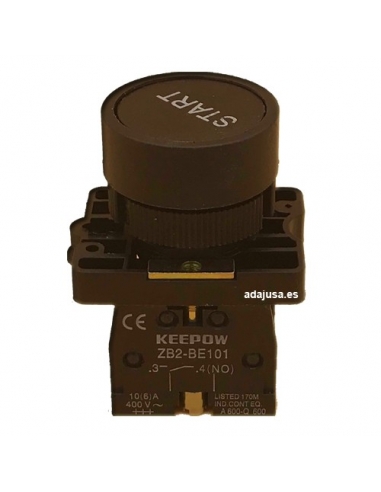 Pulsante nero con scritta "START" open contact (NO) full - OUTLET