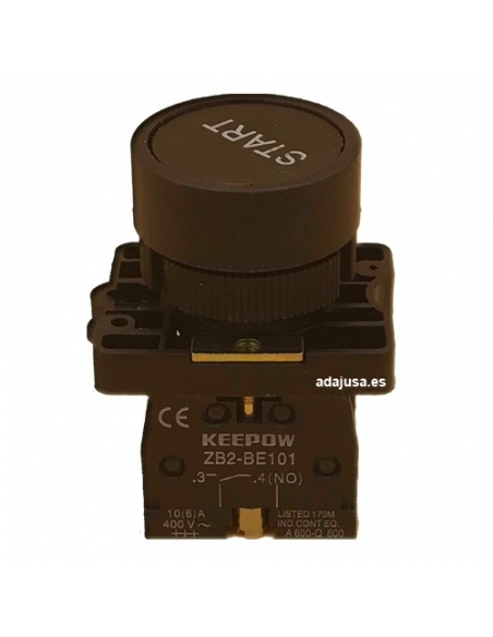 Black pushbutton inscription "START" full open contact (NO) - OUTLET