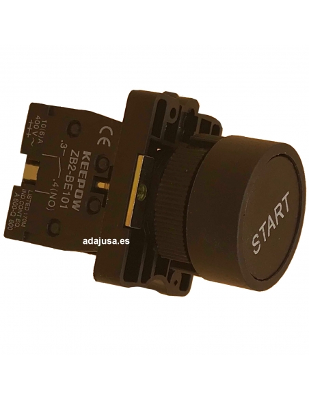 Pulsante nero con scritta "START" open contact (NO) full - OUTLET