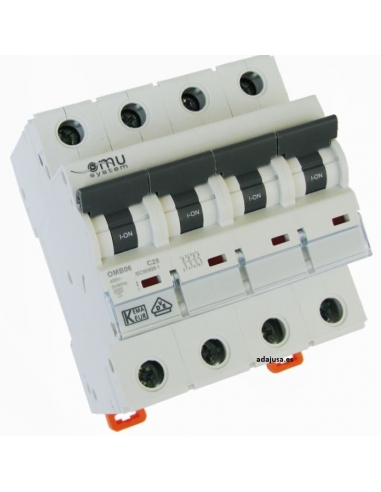 MCB circuit breaker 4 poles 25A OMU adajusa OMB06425C