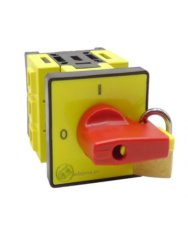 Disconnector switch 4-pole  25a SQ 48x48 series red lever with lock - Giovenzana