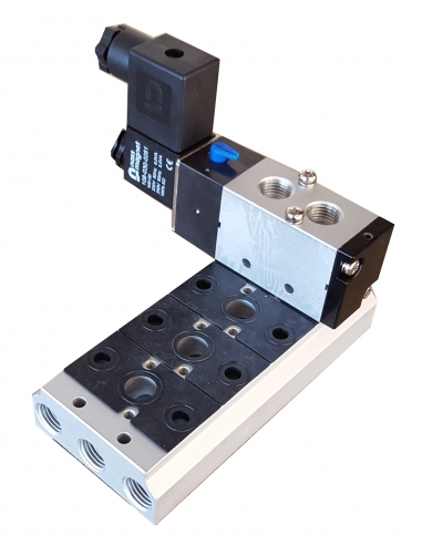 Base multipla per valvole 3/8 a 5 vie Mindman serie 300 - ADAJUSA