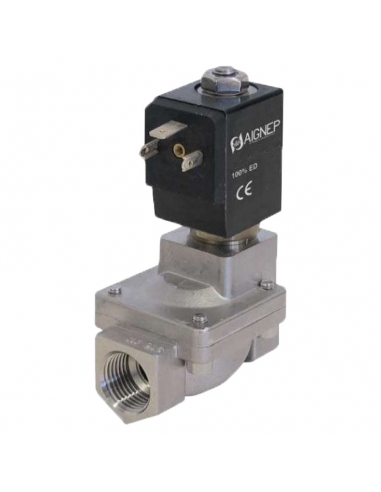 Solenoid valve fluids 1/2 2/2 110Vac 22VA indirect drive INOX FKM