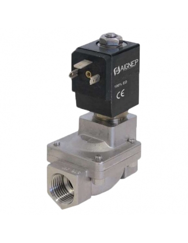 Solenoid valve fluids 2 2/2 24Vac 22VA indirect drive INOX FKM