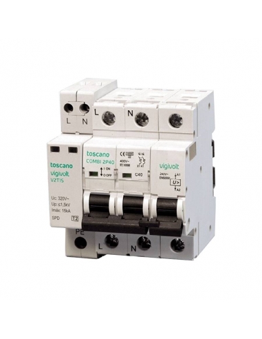 Protector transient and permanent surges + IGA 2x25A without precablear 10kA Vigivolt toscano Adajusa