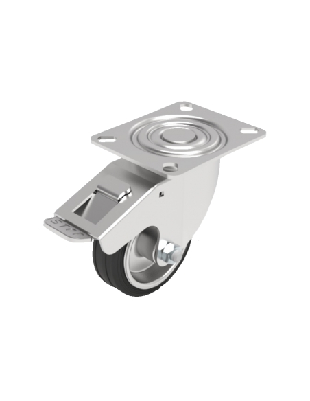 Swivel castor diameter 80 with flanged brake - ADAJUSA