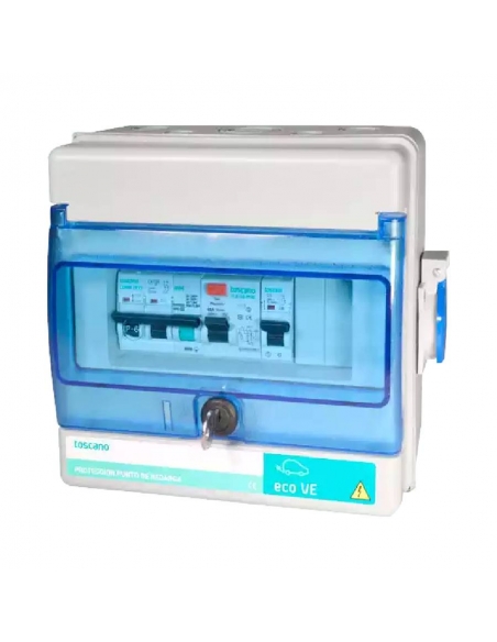 Quadro di comando e protezione ECO-VE-COMBI presa 40A monofase Schuko Toscano | ADAJUSA