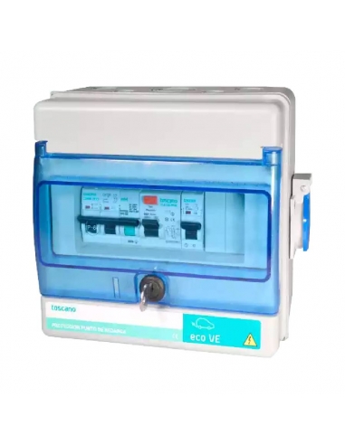 Pannello di controllo e protezione ECO-VE-COMBI presa trifasica 32A Schuko Toscano | ADAJUSA