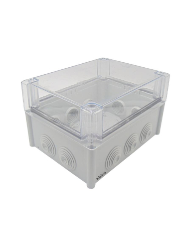 Caja de termoplástico 200x155x125mm con conos y tapa alta transparente | ADAJUSA