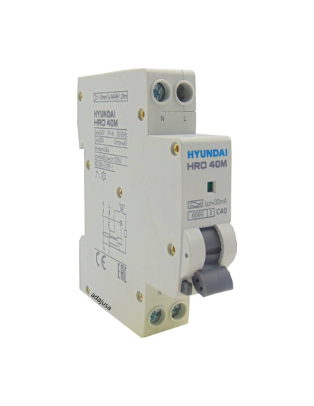 MCB circuit breaker Differential 10A 30mA Class A Narrow Profile - Hyundai Electric