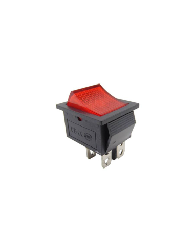 Luminous red switch without marking 16A-250V 2 circuits 28.5x21mm Tes| Series Adajusa