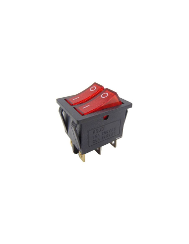 Double luminous red switch 16A-250V 28.5x22mm Test Series | Adajusa