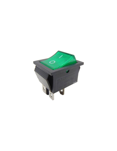 Luminous green switch 16A-250V 2 circuits 28.5x21mm Tes Series | Adajusa