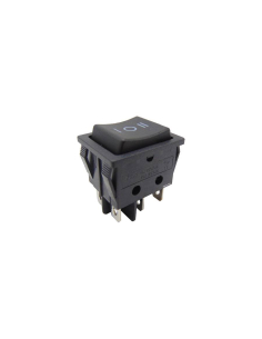 Interruttore con posizione 0 centrale nero 16A-250V 2 circuiti 30x22mm Serie Tes | Adajusa