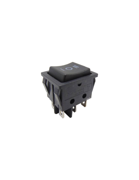 Switch with central 0 position black 16A-250V 2 circuits 30x22mm Tes Series | Adajusa