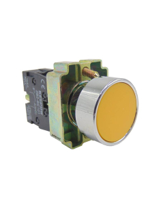 Metal pushbutton yellow open contact (NO) complete