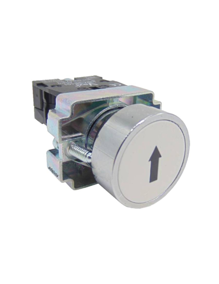 Pulsante in metallo bianco (con scritta "→") full open contact (NA)