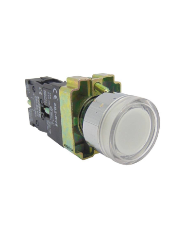 White metal pushbutton luminous open contact (NA) complete
