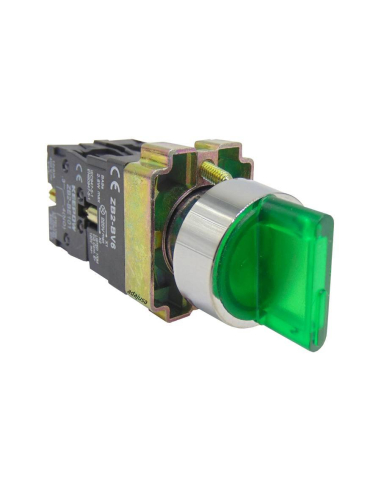 Green luminous selector 2 full metal positions 1 open contact NA