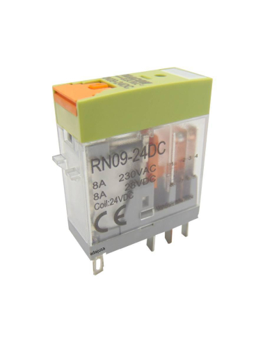 Miniature relay 230Vac 2 contacts 8A with luminous indication