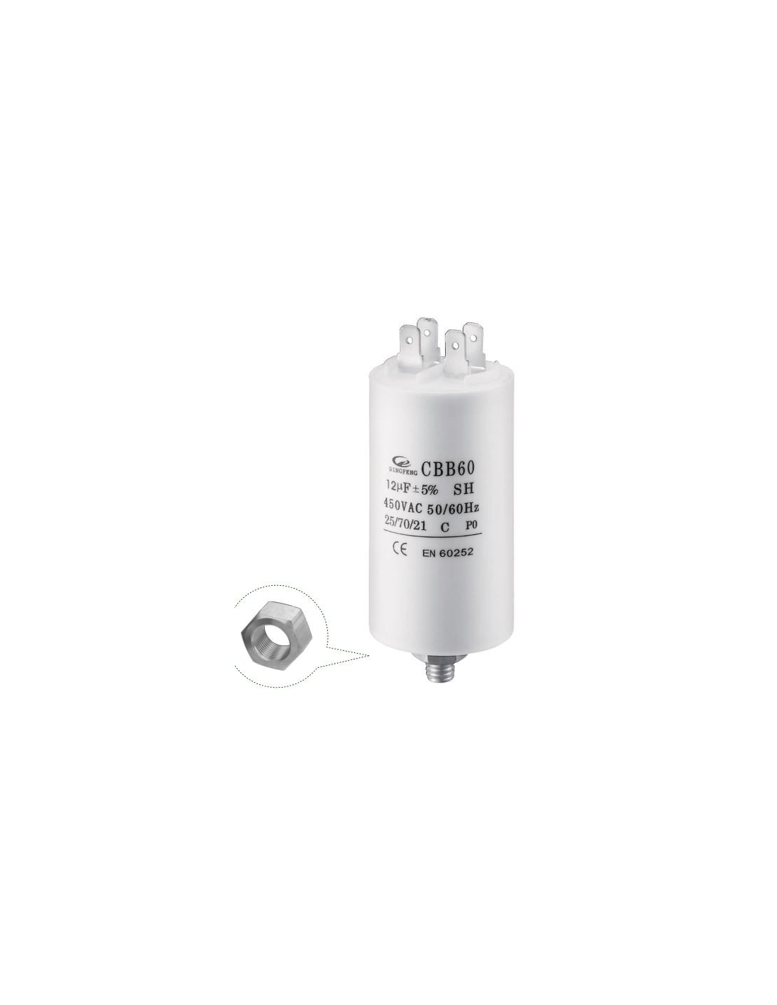 Condensatore Permanente 80 µF 450V - Terminali Faston 6,3 Mm, Per Motore Elettrico, Sostituisce ITALFARAD DUCATI ARCOTRONICS