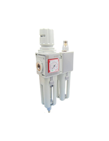 Unità filtrante pneumatica 3/8 regolazione 0-8 bar scarico automatico misura 1 FRL serie EVO - Aignep