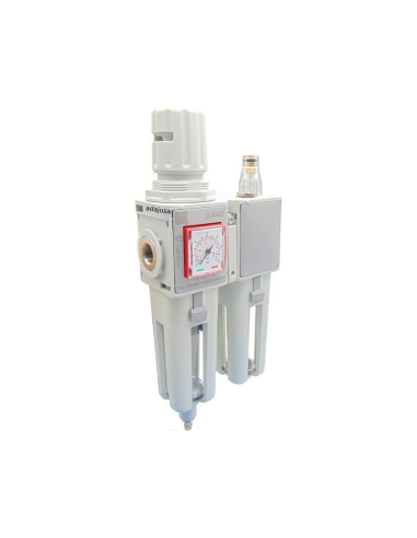 Unità filtrante pneumatica 3/8 regolazione 0-12 bar spurgo semiautomatico misura 2 serie FRL EVO - Aignep