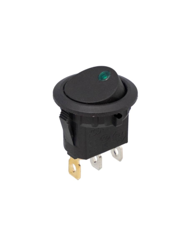 Interruttore ON-OFF con indicatore LED verde 6A-250V Ø20mm