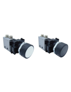 Pulsante pneumatico nero-bianco-rosso Valvola: 3/2 NC raccordi laterali Ø 4 mm- ADAJUSA
