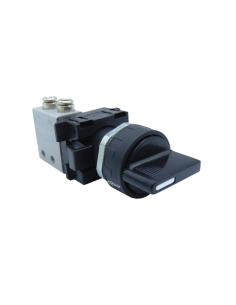 Black 3-position short cam selector switch with spring return and strut valve: 3/2 NC side fittings Ø 4 mm - Aignep -