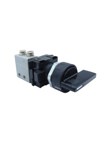 Black 3-position long cam selector with spring return and strut valve: 3/2 NC side fittings Ø 4 mm Aignep