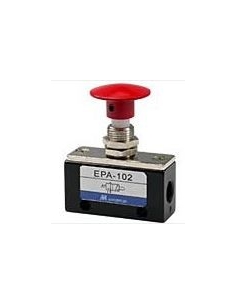 Pulsante pneumatico rosso 1/8-3/2 NC - Mindman - ADAJUSA