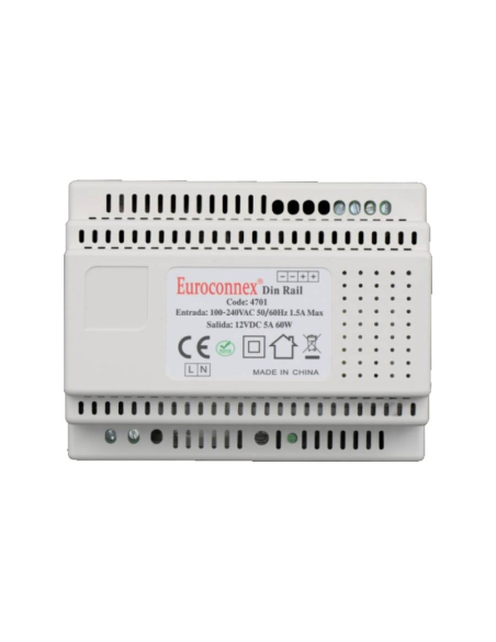 Alimentatore da guida DIN 12Vdc 5A 60W