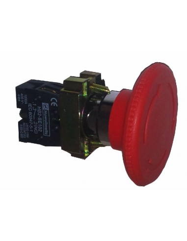 Metal emergency stop pushbutton diameter 60 mm complete.