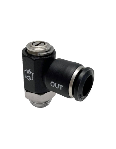 Regolatore girevole unidirezionale con vite di regolazione per tubo da 1/2" diametro 12 per valvola in tecnopolimero - Aignep