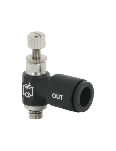 Regolatore girevole unidirezionale con manopola filettata cilindrica da 1/8", tubo diametro 6" per bombola in tecnopolimero - Ai