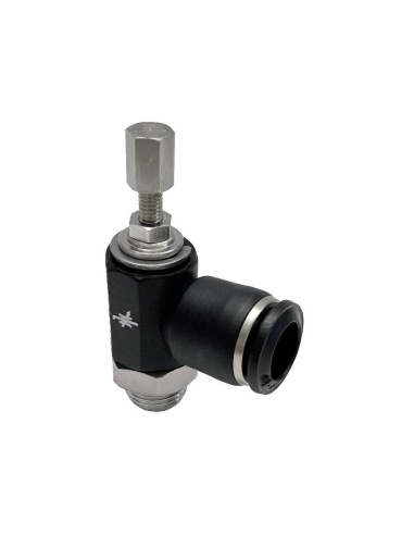 Regolatore bidirezionale regolabile con manopola filettata cilindrica da 1/4", diametro 8mm, tecnopolimero - Aignep