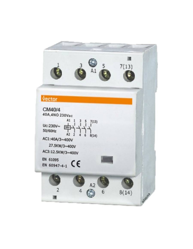 40A modular contactor 4Poles open 230Vac