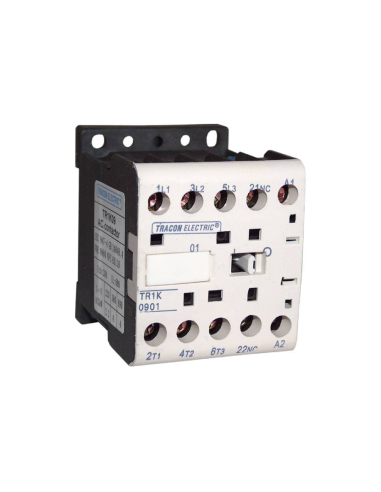Three-phase mini contactor 12A 24Vdc closed auxiliary contact NC TR1K Series