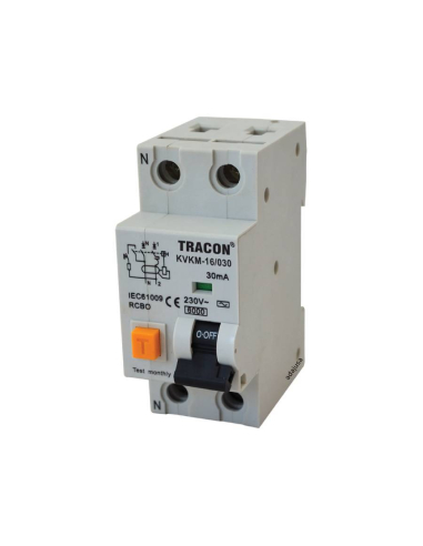 Differential MCB circuit breaker 10A 30mA Class AC - Tracon