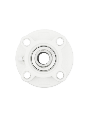 Round support in white thermoplastic with INOX bearing 40mm shaft SSUC-208 - ISB