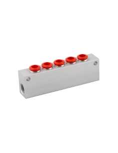 Distributore semplice 2 ingressi 1/4 - 5 uscite 6mm in alluminio Serie 50000 - Aignep | ADAJUSA