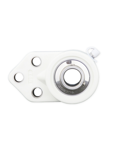 White thermoplastic flange support with INOX bearing 35mm shaft SSUC-207 - ISB