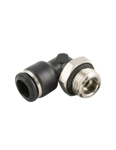 Cylindrical male swivel elbow fitting 3/8 male pipe 16mm Series 55000 - Aignep