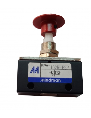 Pulsante pneumatico rosso 1/8-3/2 NC - Mindman - ADAJUSA