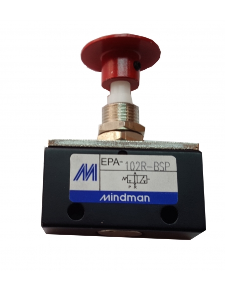 Pulsante pneumatico rosso 1/8-3/2 NC - Mindman - ADAJUSA