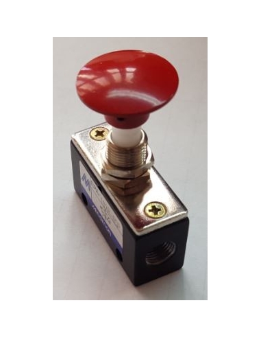 Pulsante pneumatico rosso 1/8-3/2 NC - Mindman - ADAJUSA