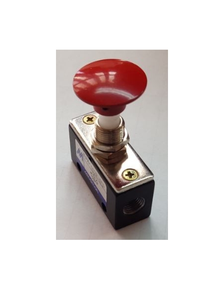 Pulsante pneumatico rosso 1/8-3/2 NC - Mindman - ADAJUSA