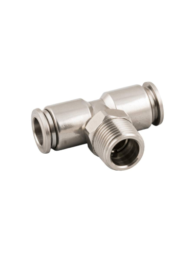 Raccordo a T orientabile con filetto conico centrale 1/4 tubo 6mm INOX Serie 60000 - Aignep