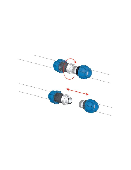 Straight fitting with connection 3 pieces 3/4 diameter 25mm - Sicomat | ADAJUSA | price